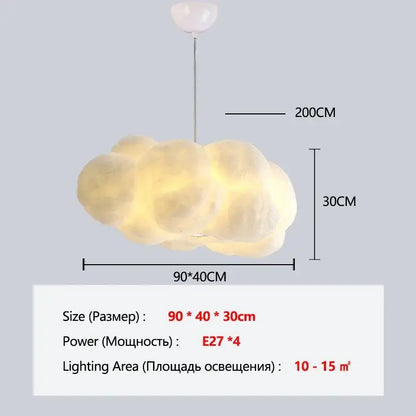 Fluffy white cloud chandelier dining room pendant light