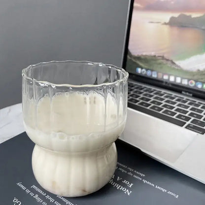 Fluted clear glass coffee mug kitchen ribbed tumbler