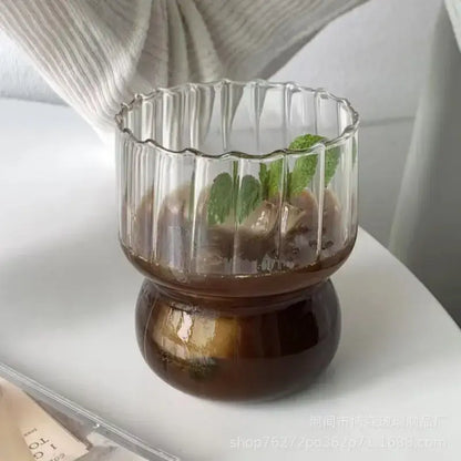 Fluted clear glass coffee mug kitchen ribbed tumbler