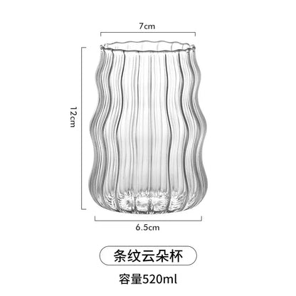 Fluted clear glass coffee mug set kitchen ribbed tumblers
