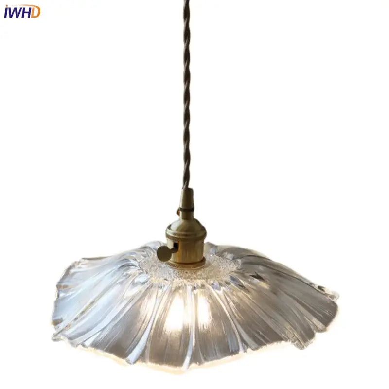 Fluted clear glass pendant light with brass finish – kitchen dining
