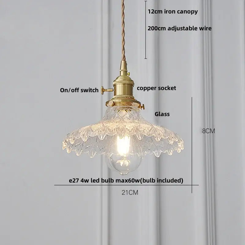 Fluted clear glass pendant light with brass finish – kitchen dining