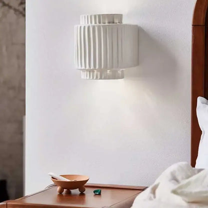 Fluted cream white led wall lamp for bedroom decor