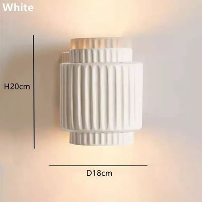 Fluted cream white led wall lamp for bedroom decor