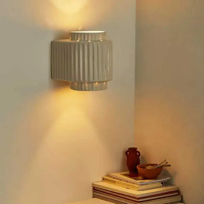 Fluted cream white led wall lamp for bedroom decor
