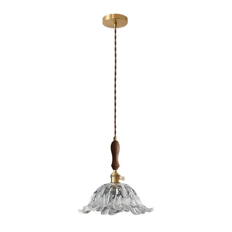 Fluted glass led pendant lamp with brass accents for dining room
