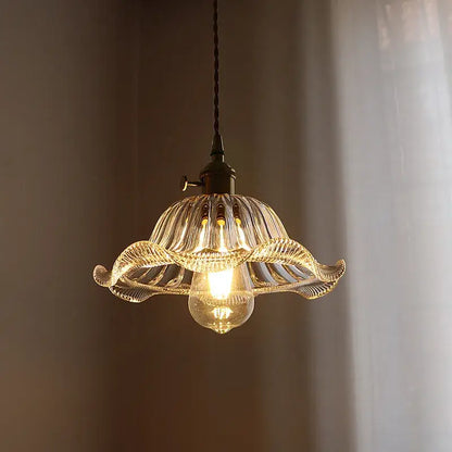 Fluted green stripe glass pendant light kitchen fixture