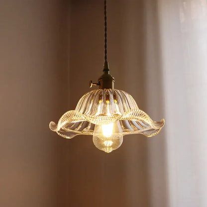 Fluted green stripe glass pendant light kitchen fixture