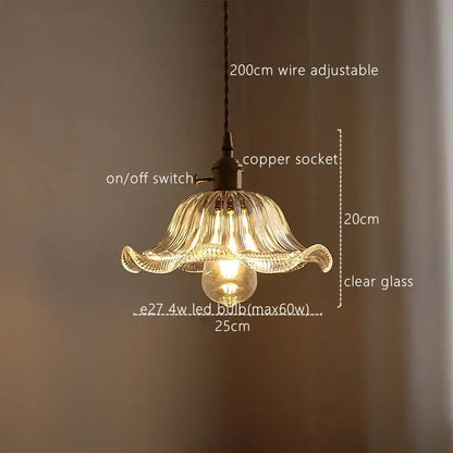 Fluted green stripe glass pendant light kitchen fixture