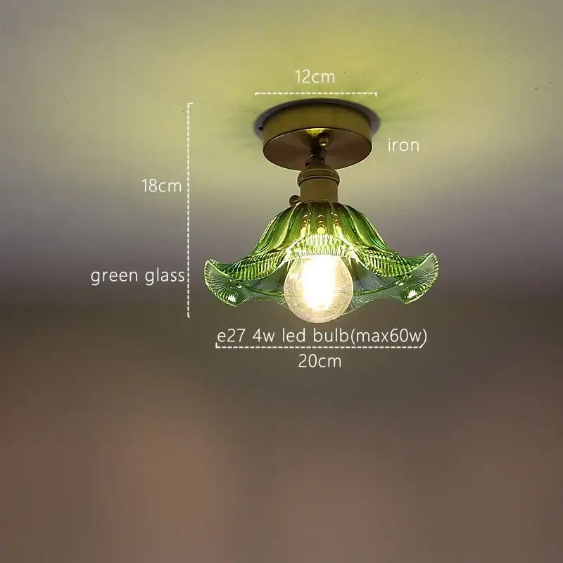 Fluted green stripe glass pendant light kitchen fixture