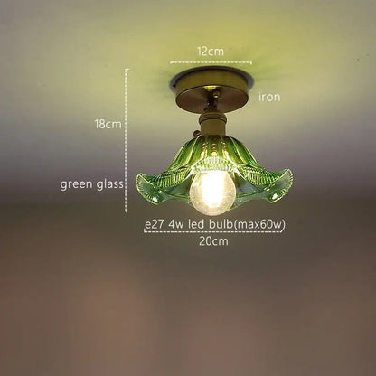 Fluted green stripe glass pendant light kitchen fixture