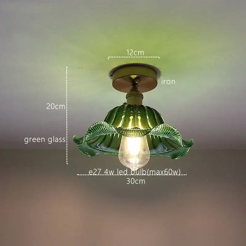 Fluted green stripe glass pendant light kitchen fixture