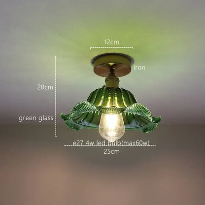 Fluted green stripe glass pendant light kitchen fixture
