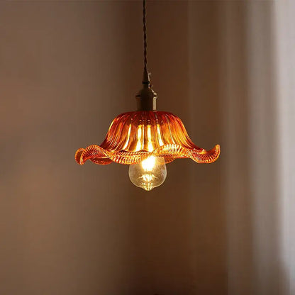 Fluted green stripe glass pendant light kitchen fixture