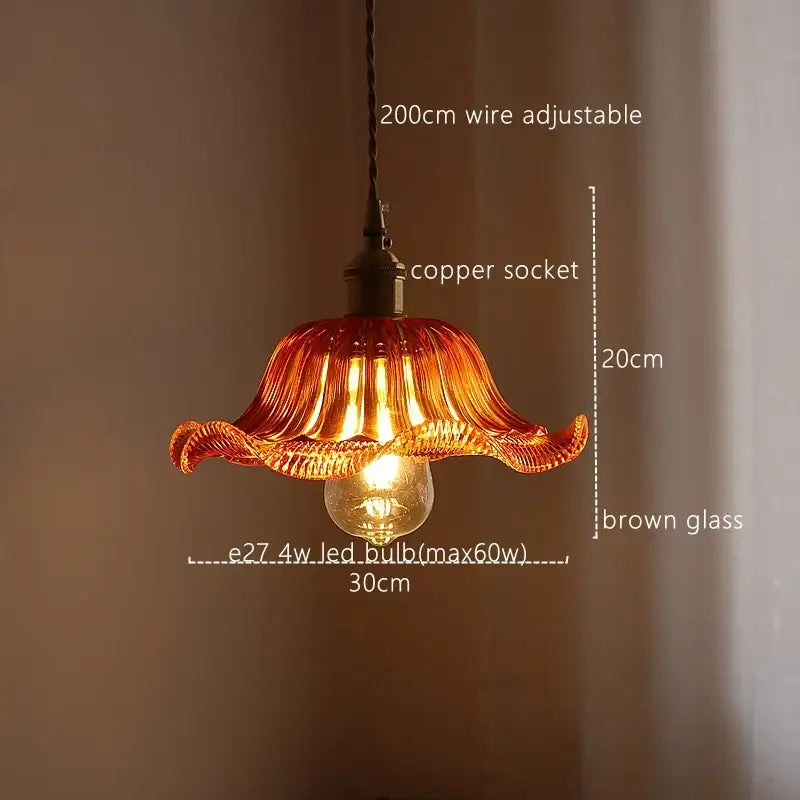 Fluted green stripe glass pendant light kitchen fixture