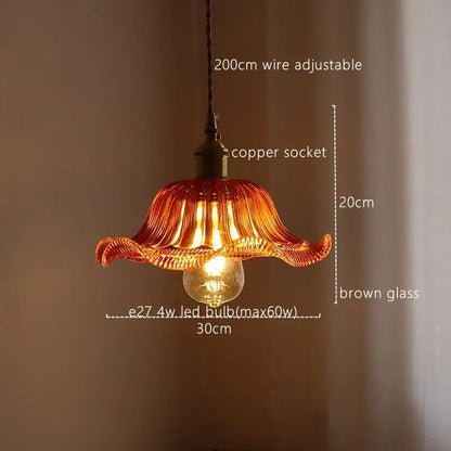 Fluted green stripe glass pendant light kitchen fixture