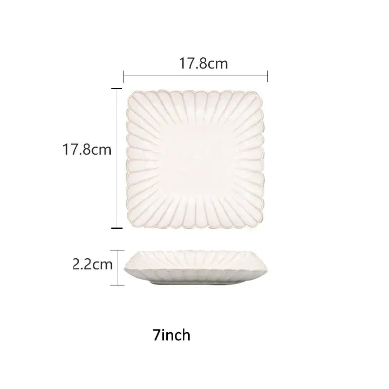 Fluted petal white ceramic dinnerware set dining room gold trim