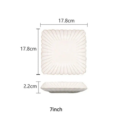 Fluted petal white ceramic dinnerware set dining room gold trim