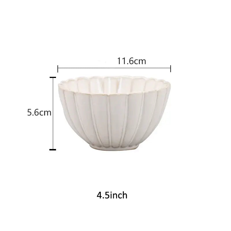 Fluted petal white ceramic dinnerware set dining room gold trim