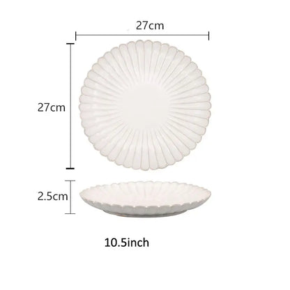 Fluted petal white ceramic dinnerware set dining room gold trim