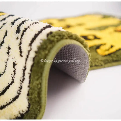 Flying tiger leopard hand tufted olive green rug bedroom decor