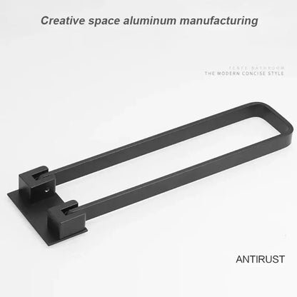 Foldable black & silver aluminum towel rack single layer bathroom bar
