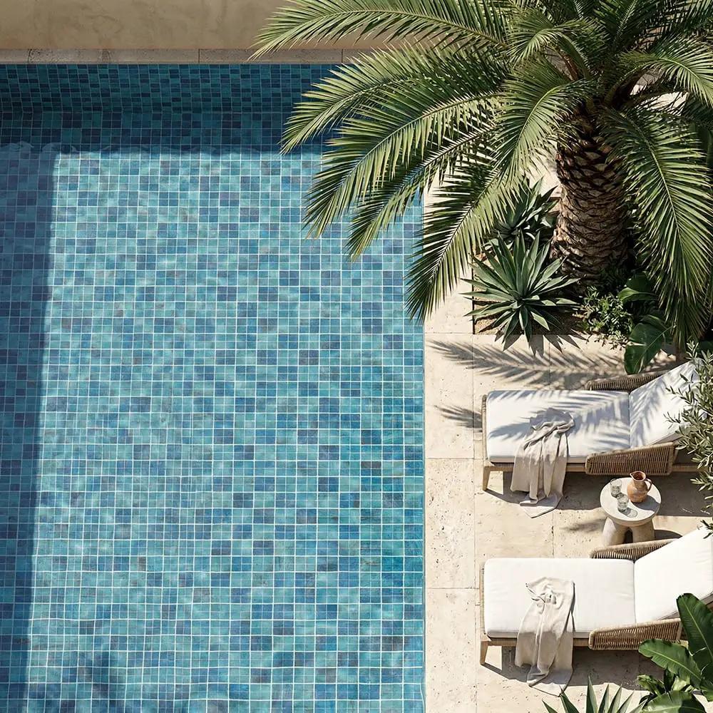 Forest Blue Anti Slip 1x1 Glass Mosaics 12x12