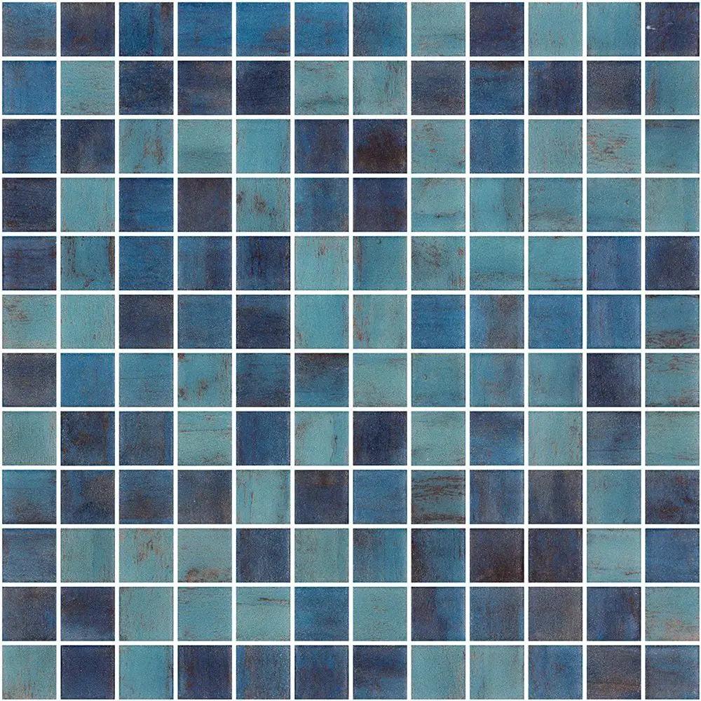 Forest Blue Anti Slip 1x1 Glass Mosaics 12x12
