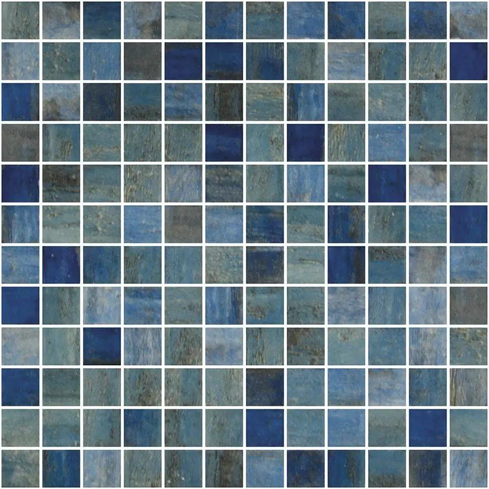 Forest Blue Glossy 1x1 Glass Mosaics 12x18