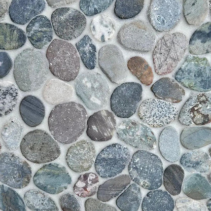 Fossil Blue Earth Tan Natural Pebble Mosaics 12x12