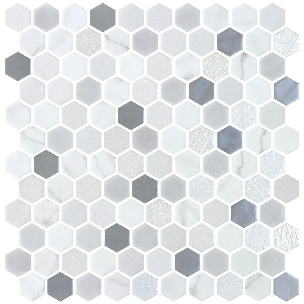 Fossil Multi Finish Hexagon Glass Mosaics 11 3/4x11 1/2