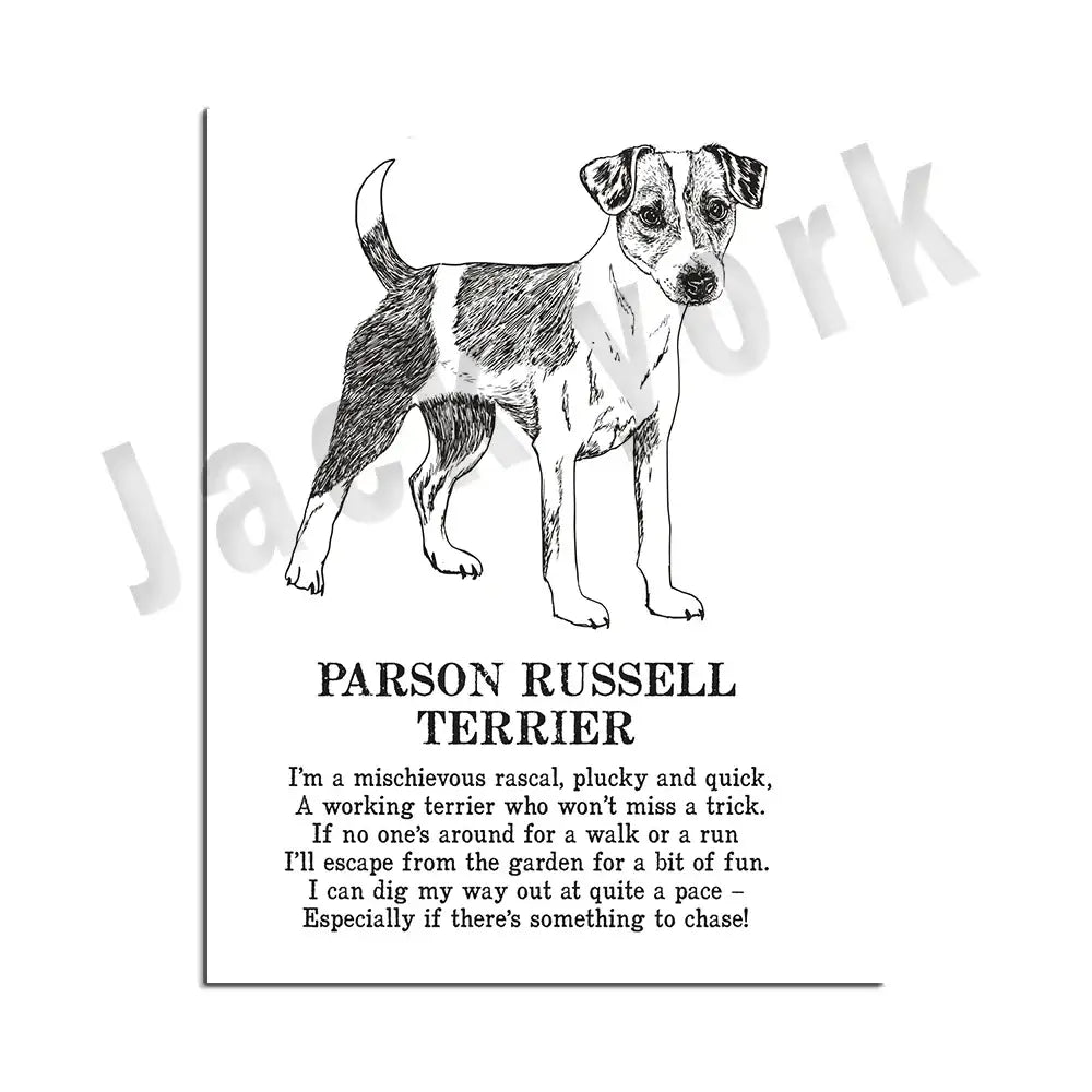 Framed black and white dog breed poetry poster set living room decor