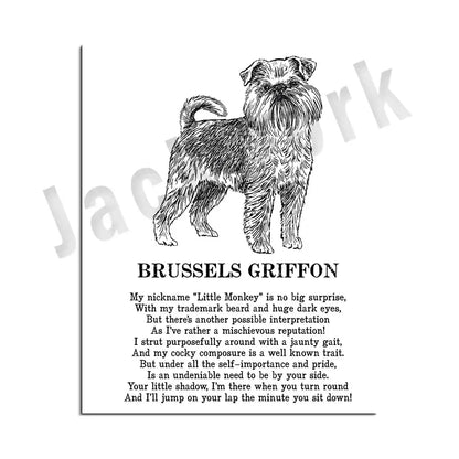 Framed black and white dog breeds poster set bedroom wall art