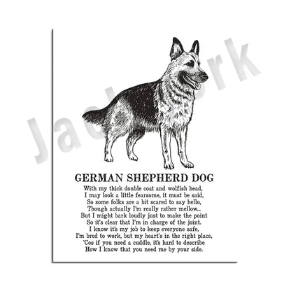 Framed black and white dog breeds poster set bedroom wall art