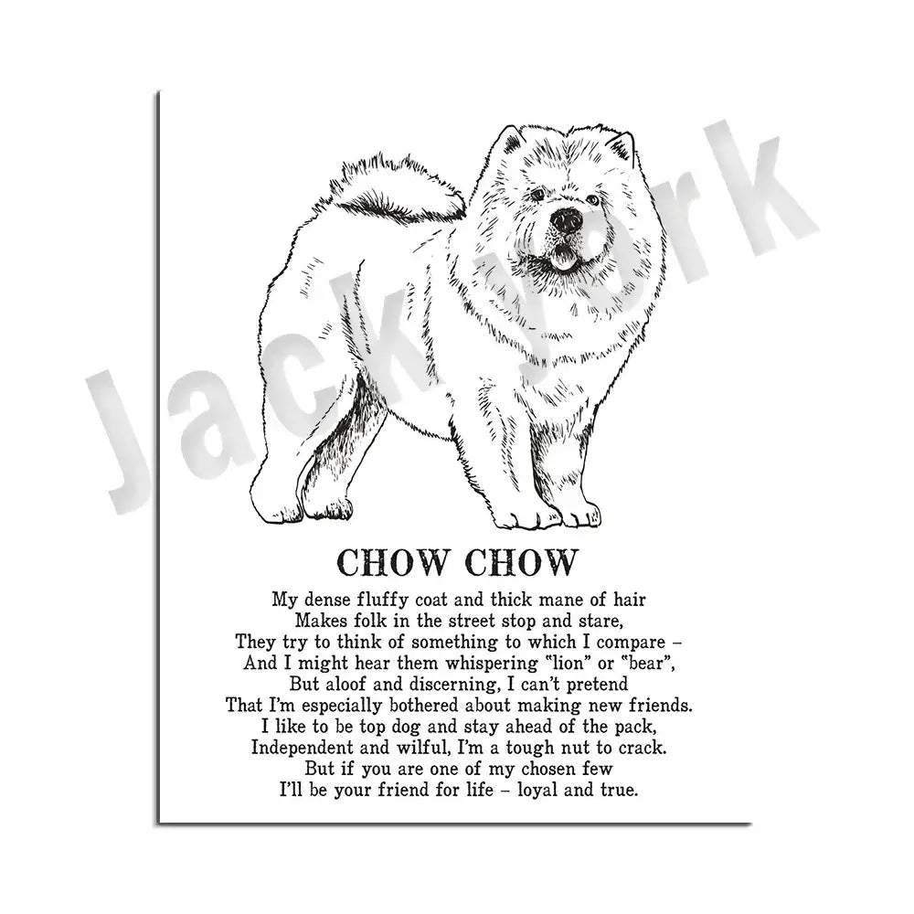 Framed black and white dog breeds poster set bedroom wall art