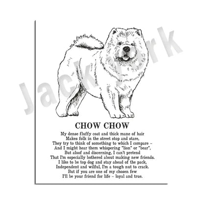 Framed black and white dog breeds poster set bedroom wall art