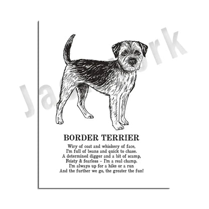 Framed black and white dog breeds poster set bedroom wall art