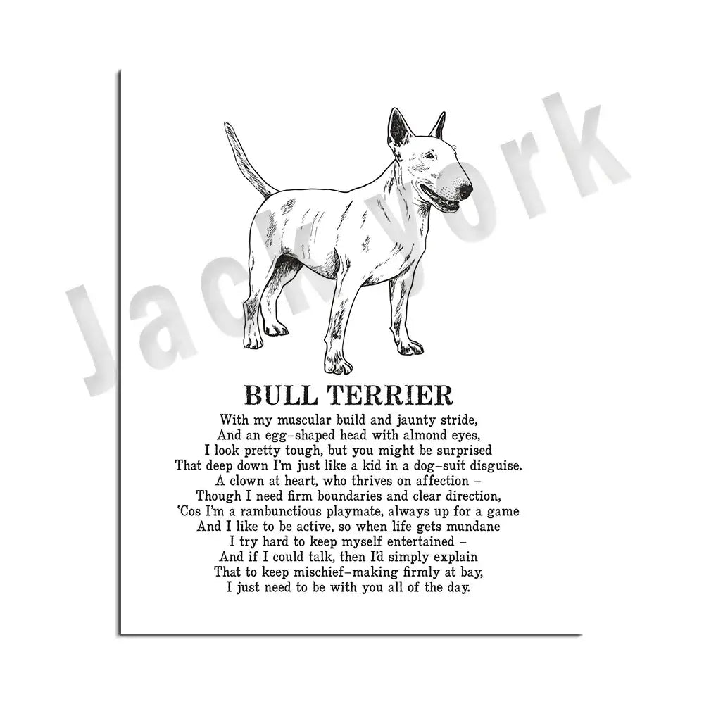 Framed black and white dog breeds poster set bedroom wall art