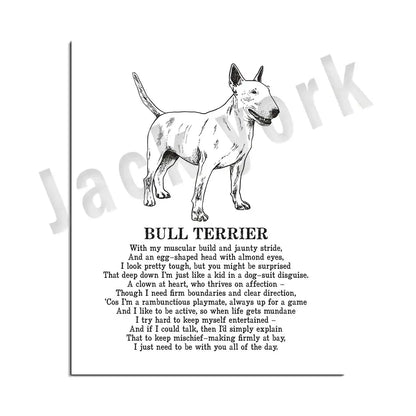 Framed black and white dog breeds poster set bedroom wall art