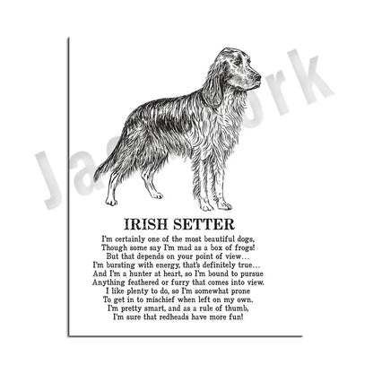Framed black and white dog poetry poster living room wall art