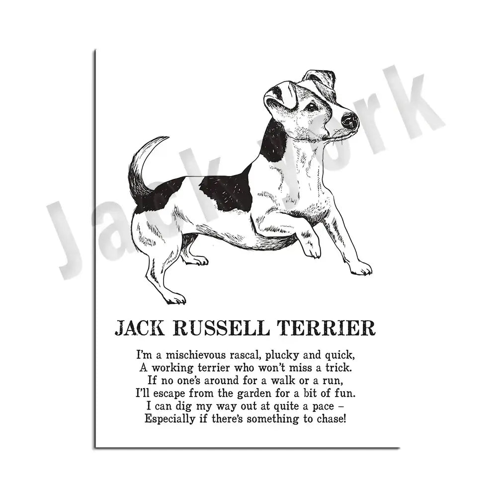Framed black and white dog poetry poster living room wall art