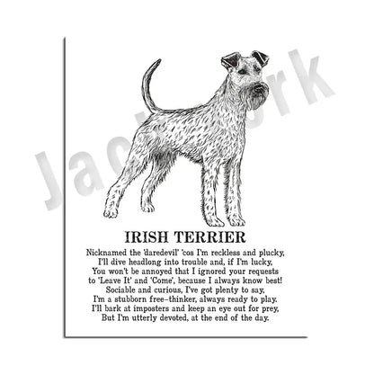 Framed black and white dog poetry poster living room wall art
