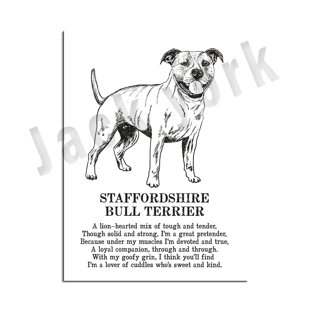 Framed black and white dog poetry poster living room wall art