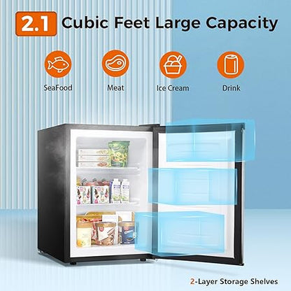 Free Standing Upright Freezer with Removable Shelf, Adjustable Thermostat, Compact Reversible Single Door Vertical Freezers