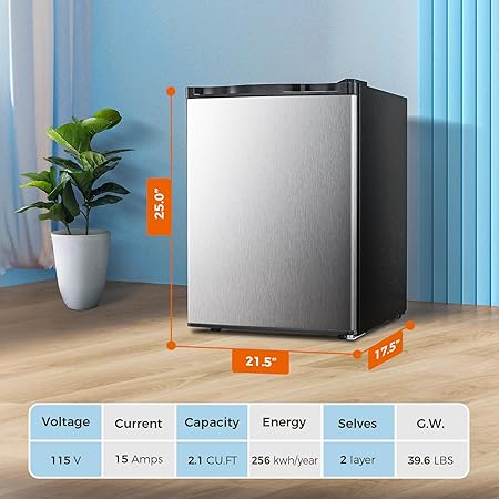 Free Standing Upright Freezer with Removable Shelf, Adjustable Thermostat, Compact Reversible Single Door Vertical Freezers