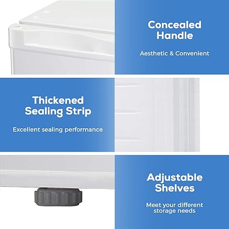 Free Standing Upright Freezer with Removable Shelf, Adjustable Thermostat, Compact Reversible Single Door Vertical Freezers