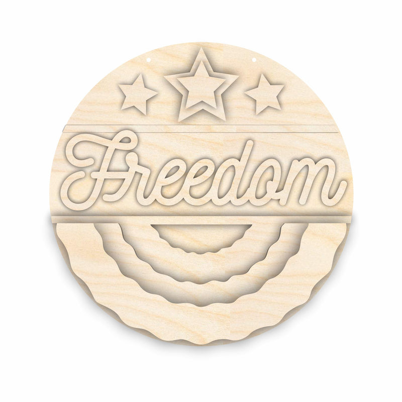 Unfinished Wood Freedom Door Sign Kit | Wood Craft Cutouts | 1/4" Thick |
