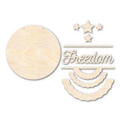 Unfinished Wood Freedom Door Sign Kit | Wood Craft Cutouts | 1/4" Thick |