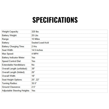Freerider USA Luggie Classic 2 Mobility Scooter With Adjustable Steering Heights, 320LBS (SAK68371)