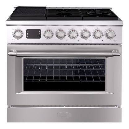 36” Freestanding Gas Range with 6 Sealed Burners Cooktop, Natural Gas/LP Convertible - AK-G36N05A-BS